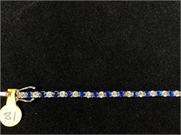 Sterling Bracelet W/ Blue & White Stones
