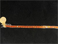 Sterling Bracelet W/ Orange Color Stones