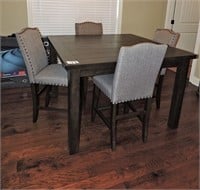 Bar Height Dining Table and 4 Upholstered Chairs