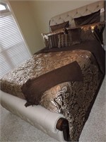 Beautiful Upholstered Queen Size Sleigh Bed