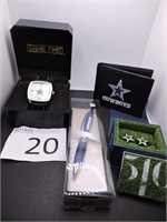 Dallas Cowboys Watch, Pen, Wallet, Cuff Links New