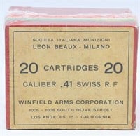 20 Rd Collector Box Of Winfield Arms .41 Swiss