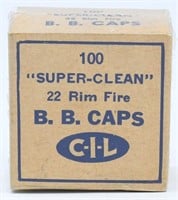100 Rd Collector Box Of C-I-L .22 B.B Caps