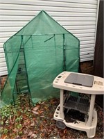 Portable Greenhouse and Suncast Garden cart