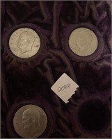 3 EISENHOWER CLAD DOLLARS 1971, 74 & 76