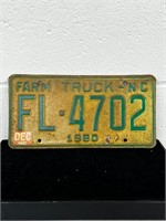 Vtg 1980 farm truck North Carolina license plate