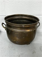 VTG Brass Footed handled  Bowl Pot