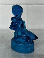 LE Smith Blue Glass Girl With Geese Figurine