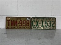 1980 & 1996 North Carolina license plates