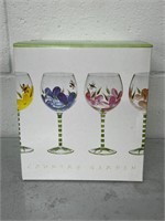 Country Garden set of 4 Hand Painted Goblets NIB