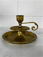 Vtg Brass candle holder with food lion logo on it