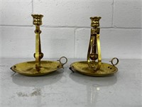 Pair Baldwin brass gimbal nautical candlestick