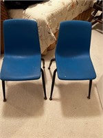 2 blue Childs chairs