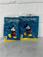 2 Vintage Disney World Mickey Mouse Poncho Adult