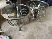 2 Round Glass Top Side Tables