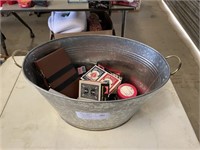 Bucket w/ Cards, Dominoes, and Dice Games