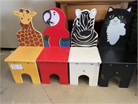 4 Wooden Childrens Chairs