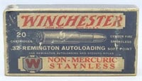 20 Rd Collector Box Of Winchester .32 Rem Ammo