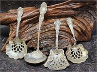 Antique Sterling Silver Tea Strainer Spoons +
