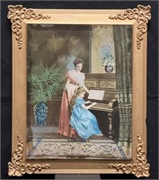 Antique Print Under Glass, The First Lesson