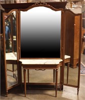 ANTIQUE MARBLE TOP VANITY WITH DRESSING MIRROR