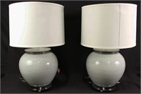 PAIR OF CONTEMPORARY LAMPS ON LUCITE BASES