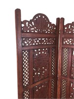 VINTAGE INDIAN CARVED & PIERCED FOUR PANEL SCREEN