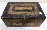 19th CENTURY BLACK LACQUERED TEA CADDY