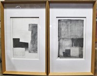 PAIR OF FRAMED ABSTRACT LITHOGRAPH ARTWORKS