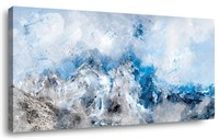 Blue Mountain Wall Art Decor Abstract Canvas 24x48
