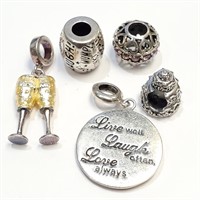 5 pcs Pandora Style Silver Beads