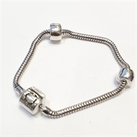 Pandora Style Silver Bracelet  6"
