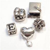 5 Assorted Pandora Style Silver Beads