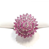 .925 Silver & Ruby Statement Ring Sz 7.5