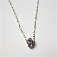 .925 Silver & Crystal Pendant & 16" Chain