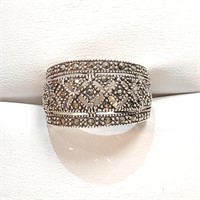 .925 Silver & Marcasite Ring Sz 8.5