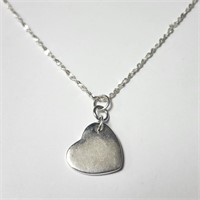 .925 Silver Heart Pendant & 16" Chain