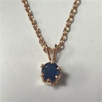14kt Gold Filled Sapphire Pendant & 18" GP Chain