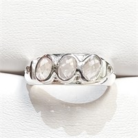 .925 Silver & Rose Quartz Ring  Sz 7.5