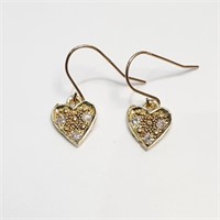 10kt Gold & Diamond Heart Shaped Earrings