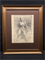 1968 Signed Pencil Sketch Raquel Welch from