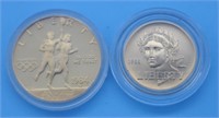 2 OLYMPIC GOLD COMBATIVE COINS, 1984W TEN DOLLAR