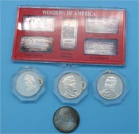 STERLING COINS & BARS, WONDERS OF AMERICA, (5)
