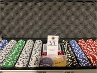 Poker Chips, Dice & Cards w/ Case