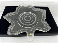 EAPG Maple Leaf Plate, Clear, 11.25"x11"