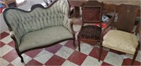 Antique furniture Victorian settee & 2 chairs