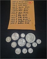 1889 Morgan dollar + 11 more coins most SILVER