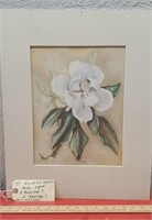 Dated 1948 art pastel magnolia flower Bannister