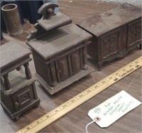 3pc old miniature wooden furniture salesman sample