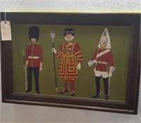 Unusual 34x23 tapestry w British military soldiers